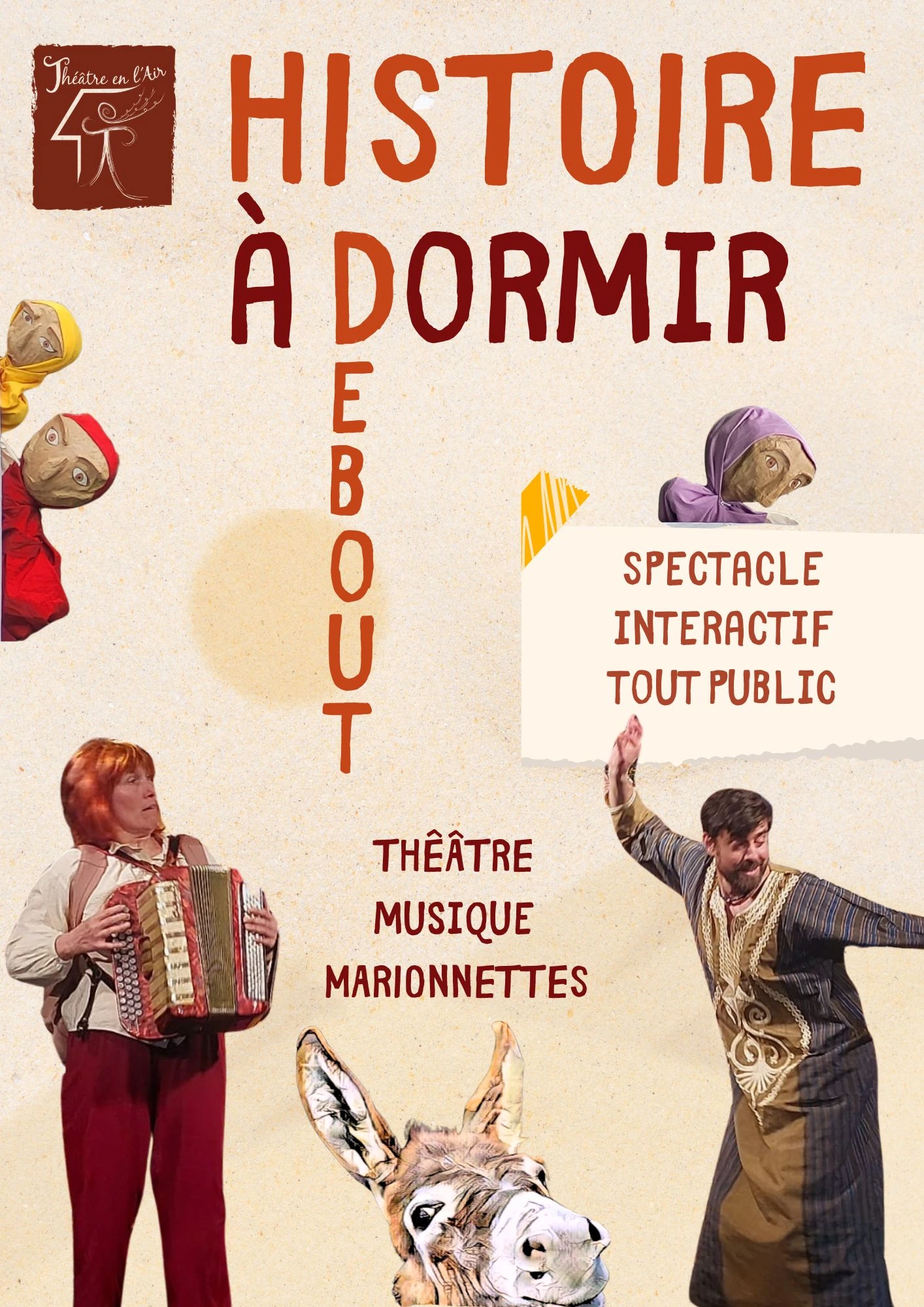 affiche Nasreddine histoire à dormir debout spectacle theatre marionnettes theatre en lair.